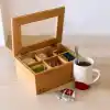 Promosyonca Orjinal Bambu Organizer, Çay Kutusu, Takı Kutusu, Mıknatıslı Kapak, Premium Kalite (6 Şeffaf Kapak)