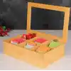 Promosyonca Orjinal Bambu Organizer, Çay Kutusu, Takı Kutusu, Mıknatıslı Kapak, Premium Kalite (6 Şeffaf Kapak)