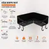 Orret Home Yapışkanlı Köşe Banyo Rafı Şampuanlık Duş Organizeri Lif Askılı Delmeden Montajlı Plastik Banyo Düzenleyici Köşelik Raf Siyah 25x25 cm