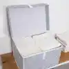 Pazar Kapısı Çok Amaçlı Düzenleyici Kapaklı Sandık Tipi Kutu Hurç Organizer (40 x 30 x 26, Gri)