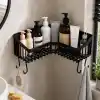 Orret Home Yapışkanlı Köşe Banyo Rafı Şampuanlık Duş Organizeri Lif Askılı Delmeden Montajlı Plastik Banyo Düzenleyici Köşelik Raf Siyah 25x25 cm