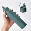 Deconox 650 ml Paslanmaz Çelik Termos Matara - 4 Renk (Krem, Yeşil, Siyah, Mavi) - Sıcak ve Soğuk Tutan Sporcu Suluk ve Ofis Şişesi (YEŞİL)