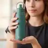 Deconox 650 ml Paslanmaz Çelik Termos Matara - 4 Renk (Krem, Yeşil, Siyah, Mavi) - Sıcak ve Soğuk Tutan Sporcu Suluk ve Ofis Şişesi (YEŞİL)