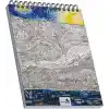 Retronote The Starry Night, Van Gogh 1889, A5 Eskiz Defter I, Çizgisiz, 100 Sayfa, 100 gram, Beyaz Renk, Spiralli, Sketchbook