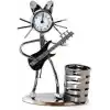 Dekoratif Gitar Çalan Saat Özellikli Metal Kalemlik