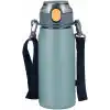 304 L Çelik Mavi 600 ml Askılı ve Pipetli Matara Suluk cin411mv