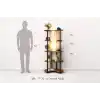 Kitaplık Lambader Ceviz | Raflı Ayaklı Lambader | E27 LED Uyumlu | MDF Gövde | Aletsiz Kurulum | Salon Yatak Odası Ofis Lambası