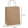 Kraft Ofis Burgu Saplı Çanta 25 Cm X 12 Cm X 31 Cm (25 Adet) (Kağıt Poşet Çanta)