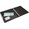 2K 533S A4 Suni Deri Sırt 4 Halkalı Elite Klasör, Siyah, A4, 4 cm