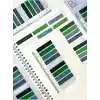 10 Renkli Cetvelli Gri ve Yeşil Tonları İndeks Sticker/İndex/Postit/Kitap Ayracı/Not Kağıdı