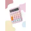 Renkli Hesap Makinesi - 12 Haneli Yuvarlak Tuşlu Mor Renk Hesap Makinesi - 4 Fonksiyonlu Pil Hediye