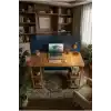 Kitaplıklı Bilgisayar Masası Raflı Çalışma Masası Modern Dekoratif Ofis Mobilyası Atlantik Çam