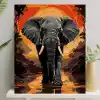 Palmiye Hobi Sanat Sayılarla Boyama Tuval Seti Fırça Boya Dahil (Çıtalı) 40x50 CM - Fil