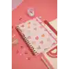 Matt Notebook B5 17x24 cm Spiralli Lastikli Kareli Tarihsiz Not Defteri Kalp Kurabiyeler