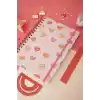 Matt Notebook B5 17x24 cm Spiralli Lastikli Kareli Tarihsiz Not Defteri Kalp Kurabiyeler
