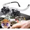 8X, 15X, 23X Gözlük Gözlük Büyüteç Büyüteç Led Işıklı Çift Göz İzle Tamir Büyüteç n Kafa Bandı Büyüteç A