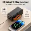 50000 mAh Taşınabilir Hızlı Şarj Cihazı (22.5W PD/QC), 4 USB + Type-C Çıkışlı, iPhone ve Android Uyumlu, LED Aydınlatmalı Yüksek Kapasiteli Powerbank