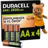 Duracell ŞARJ EDİLEBİLİR AA Kalem Pil (4’li Paket), 2500 mAh