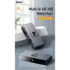 Baseus Matrix 2 in 1 Çok Fonksiyonlu Bilgisayar/Telefon HDMI Hub Adaptörü, Koyu Gri, HDMI Giriş Çıkış 4K & ARC, 4K 60 Hz Destekli, Seyahat Boy