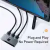 Baseus Matrix 2 in 1 Çok Fonksiyonlu Bilgisayar/Telefon HDMI Hub Adaptörü, Koyu Gri, HDMI Giriş Çıkış 4K & ARC, 4K 60 Hz Destekli, Seyahat Boy