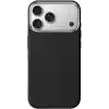 Minesk iPhone 17 Pro / 18 Pro için MagSafe ile Uyumlu Çizilmeyen ve Parmak İzi Tutmayan Deri Görünümlü Metal Tuşlu ve Metal Lens Çerçeveli Hybrid Silikon Kılıf (Siyah, 17 Pro/18 Pro)