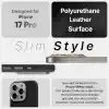 Minesk iPhone 17 Pro / 18 Pro için MagSafe ile Uyumlu Çizilmeyen ve Parmak İzi Tutmayan Deri Görünümlü Metal Tuşlu ve Metal Lens Çerçeveli Hybrid Silikon Kılıf (Siyah, 17 Pro/18 Pro)