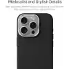Minesk iPhone 17 Pro / 18 Pro için MagSafe ile Uyumlu Çizilmeyen ve Parmak İzi Tutmayan Deri Görünümlü Metal Tuşlu ve Metal Lens Çerçeveli Hybrid Silikon Kılıf (Siyah, 17 Pro/18 Pro)