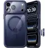 Minesk iPhone 17 Pro / 18 Pro için Özel Geliştirilmiş Kamera Çerçevesini de Koruyan, Arkası Şeffaf Polikarbonat Kenarları Silikon Magsafe ile Uyumlu Kılıf Akıllı Tasarım Kapak (Mavi, 17 Pro/18 Pro)