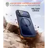 Minesk iPhone 17 Pro / 18 Pro için Özel Geliştirilmiş Kamera Çerçevesini de Koruyan, Arkası Şeffaf Polikarbonat Kenarları Silikon Magsafe ile Uyumlu Kılıf Akıllı Tasarım Kapak (Mavi, 17 Pro/18 Pro)