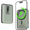 Magnetic Power Bank 10000 mAh Kablosuz Hızlı Şarj MagSafe Uyumlu LED Ekranlı, 22.5W PD QC Taşınabilir Şarj Cihazı, Standlı, Type-C USB Powerbank Güç Kaynağı YEŞİL