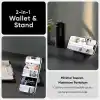 Minesk iPhone için Magsafe ile Uyumlu 2’si 1 Arada Cüzdan ve Stand Manyetik Kartlık Yenilenmiş V2 Güçlü Mıktanıs ile Süper Yapışma ve Sağlam Tutuş (Siyah, Stand)