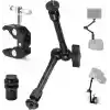 Coverzone Profesyonel Magic Arm DSLR Kamera Tutucu Süper Kelepçeli Mengene Stand, 1/4 3/8 Dişli Flaş Pabuçlu Esnek Mafsallı Kol Tripod Masa Gidon Monitör Mikrofon Aksiyon Kamera Sabitleme, MG01, Siyah