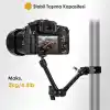 Coverzone Profesyonel Magic Arm DSLR Kamera Tutucu Süper Kelepçeli Mengene Stand, 1/4 3/8 Dişli Flaş Pabuçlu Esnek Mafsallı Kol Tripod Masa Gidon Monitör Mikrofon Aksiyon Kamera Sabitleme, MG01, Siyah