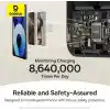 Baseus Nomos 3ü 1 arada MagSafe 10000mAh Power Bank - Qi2 15W Kablosuz Şarj, 45W Dahili Çift Yönlü Hızlı Şarj Kablolu, Siyah