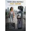Robeve 4K Ultra Hd Gimbal Aksiyon Kamerası Aı Yüz Takipli Wifi Bağlantılı 330° Otomatik Stabilizasyonlu Taşınabilir Vlog ve Içerik Üretici Kamerası 75MP Fotoğraf Destekli Profesyonel Cep Kamerası