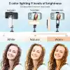 Çıkarılabilir Dolgu Işıklı Sabit Selfie Çubuğu Tripod, iPhone, Samsung, Huawei, Sony ve Diğer Akıllı Telefonlar için Kablosuz Uzaktan Kumandalı 360 ° Dönebilen Genişletilebilir Cep Telefonu Tripodu