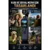 Robeve 4K Ultra Hd Gimbal Aksiyon Kamerası Aı Yüz Takipli Wifi Bağlantılı 330° Otomatik Stabilizasyonlu Taşınabilir Vlog ve Içerik Üretici Kamerası 75MP Fotoğraf Destekli Profesyonel Cep Kamerası
