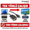 PrimeX PX-1440 1.8 Metre HDMI to VGA Görüntü Kablosu, HDMI Çıkıştan VGA Monitör Projeksiyona Dönüştürücü, PC Laptop PS5 Xbox Uyumlu, Full HD, Tek Yönlü