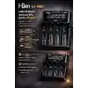 I-Gen Batteries Lii-800 Akıllı Li-ion Pil Şarj Cihazı, Type-C Girişli, LCD Ekranlı, 4 Slot Şarj, Li-ion & Ni-MH Uyumlu (18650/21700 / AA/AAA)