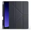 Aksesuarcim Samsung Galaxy Tab S10 Lite SM-X400 ile Uyumlu Kılıf Silikon Yumuşak Kalem Bölmeli Esnek 4 Farklı Stand Olabilen Tablet Kılıfı Siyah