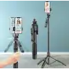 Coverzone Profesyonel Tripod Ve Selfie Çubuğu L16 Bluetooth Uzaktan Kumandalı 153 cm Cep Telefonu Yüksekliği Ayarlanabilir Masaüstü Portatif Taşınabilir İç Dış Mekan Evde Tatilde Kampda Kullanım Uygun