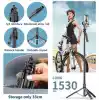 Coverzone Profesyonel Tripod Ve Selfie Çubuğu L16 Bluetooth Uzaktan Kumandalı 153 cm Cep Telefonu Yüksekliği Ayarlanabilir Masaüstü Portatif Taşınabilir İç Dış Mekan Evde Tatilde Kampda Kullanım Uygun