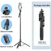 Coverzone Profesyonel Tripod Ve Selfie Çubuğu L16 Bluetooth Uzaktan Kumandalı 153 cm Cep Telefonu Yüksekliği Ayarlanabilir Masaüstü Portatif Taşınabilir İç Dış Mekan Evde Tatilde Kampda Kullanım Uygun