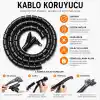 Orret Home 1,5 Metre 25 mm Kablo Koruyucu Spiral Siyah, Kablo Düzenleyici Organizer, Kablo Toplayıcı Sarma Spirali, Esnek Kablo Kanalı ve Kablo Gizleyici Koruma Kılıfı