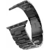 Minesk Apple Watch ile Uyumlu Metal Kordon 42mm 44mm 45mm 46mm 49mm (Siyah)