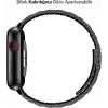 Minesk Apple Watch ile Uyumlu Metal Kordon 42mm 44mm 45mm 46mm 49mm (Siyah)