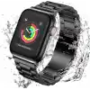 Minesk Apple Watch ile Uyumlu Metal Kordon 42mm 44mm 45mm 46mm 49mm (Siyah)