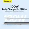 Baseus Pudding Hızlı Şarj Özellikli Type-C Kablo 100W, 1.2 Metre, Beyaz