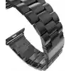 Minesk Apple Watch ile Uyumlu Metal Kordon 42mm 44mm 45mm 46mm 49mm (Siyah)