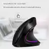 Coverzone Ergonomik Dikey Kablosuz Mouse, 2.4 GHz USB Alıcı ve Bluetooth Bağlantılı, Type-C Şarjlı, 6 Tuşlu, Ayarlanabilir DPI, Windows Mac Linux Uyumlu | 7043 Siyah